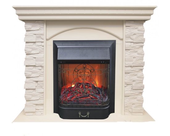 Каминокомплект RealFlame Elford STD/EUG/25&#039;5/HL WT с очагом Majestic s Lux Black/Brass